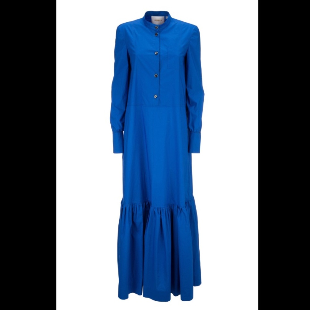 NWT La DoubleJ Maxi Shirt Dress Tinta Unita Blue L